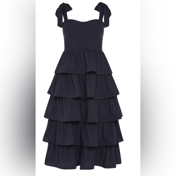 City Chic Tiered Navy Dress Size 22 - Picture 2 of 10